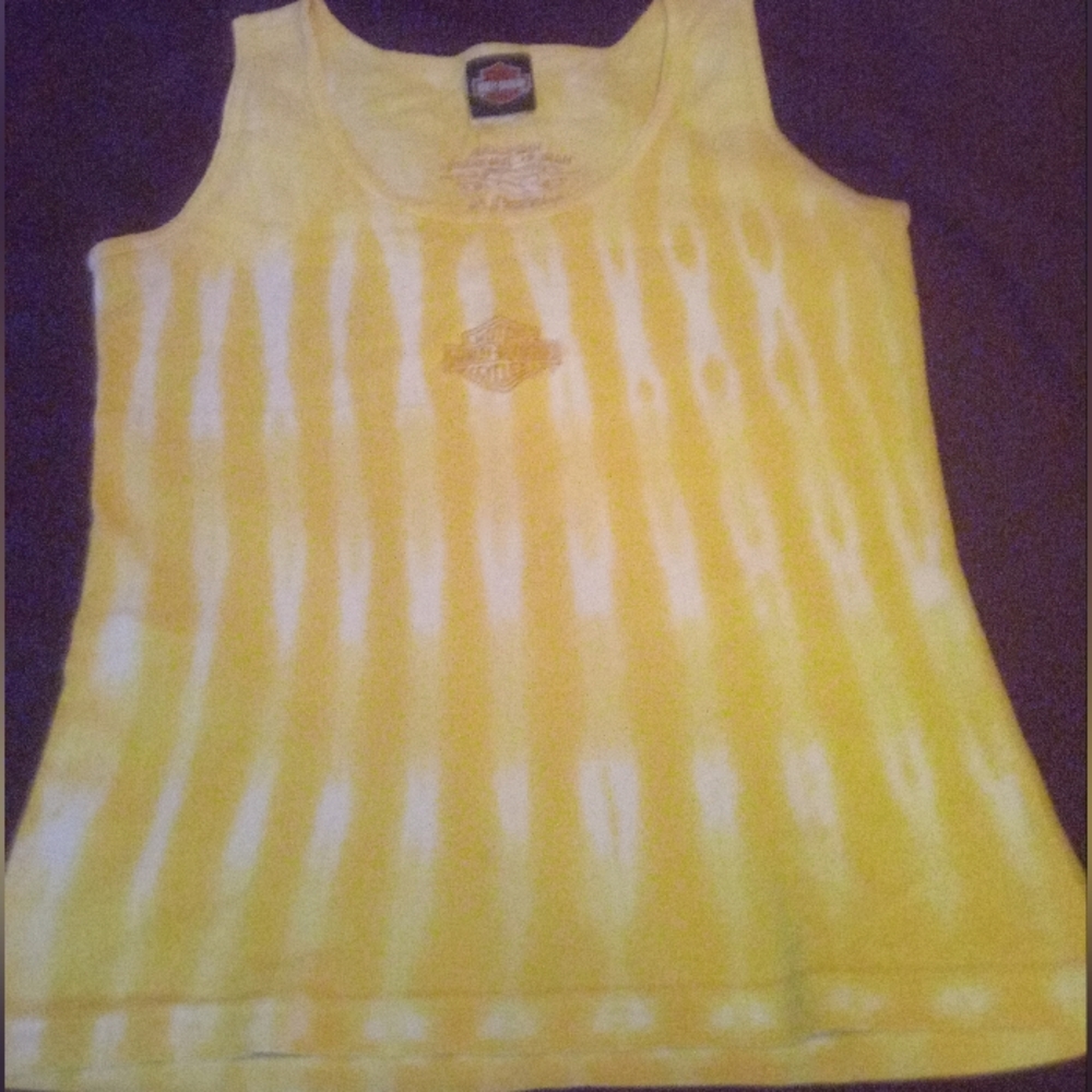 NOT AVAILABLE Harley-Davidson Yellow Tie-Dye Tank Top NOT AVAILABLE